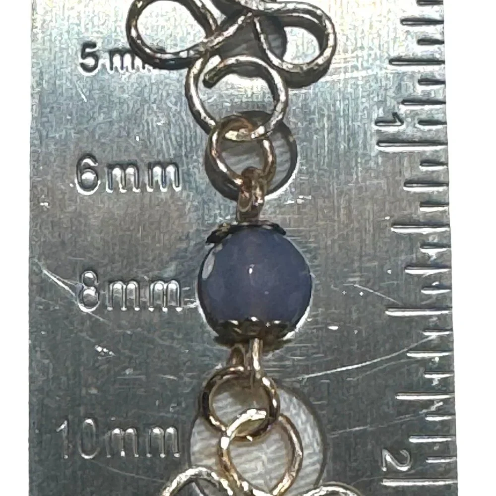 Artisan Hammered Lotus Flower Necklace W/ Agate Pendant Labradorite & Chalcedony - Picture 8 of 17